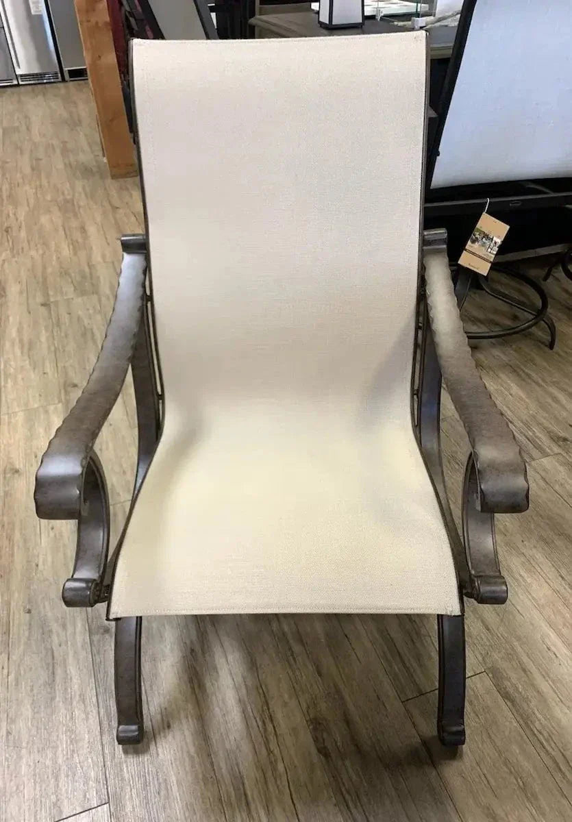 Castelle Telluride Sling Dining Chair with Antique Walnut Frame and Sailing Sahara Sling - Image 2