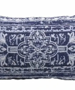 Casual Cushion Lumbar Throw Pillow in Medallion Navy