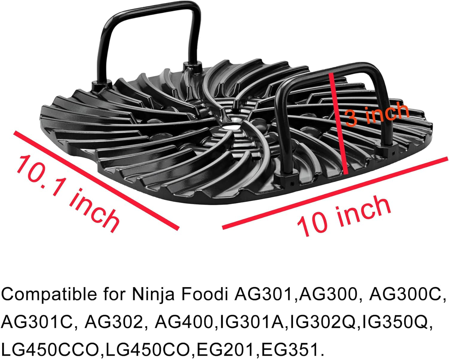 Grill Grate Compatible with Ninja AG301 Foodi.Accessories for Ninja Foodi 5-In-1 Indoor Grill.Non-Stick Replacement Grill Griddle for Ninja Foodi AG300.AG400.AG302.EG201.LG450CCO.LG450CO.IG351A.IG302Q - Image 2