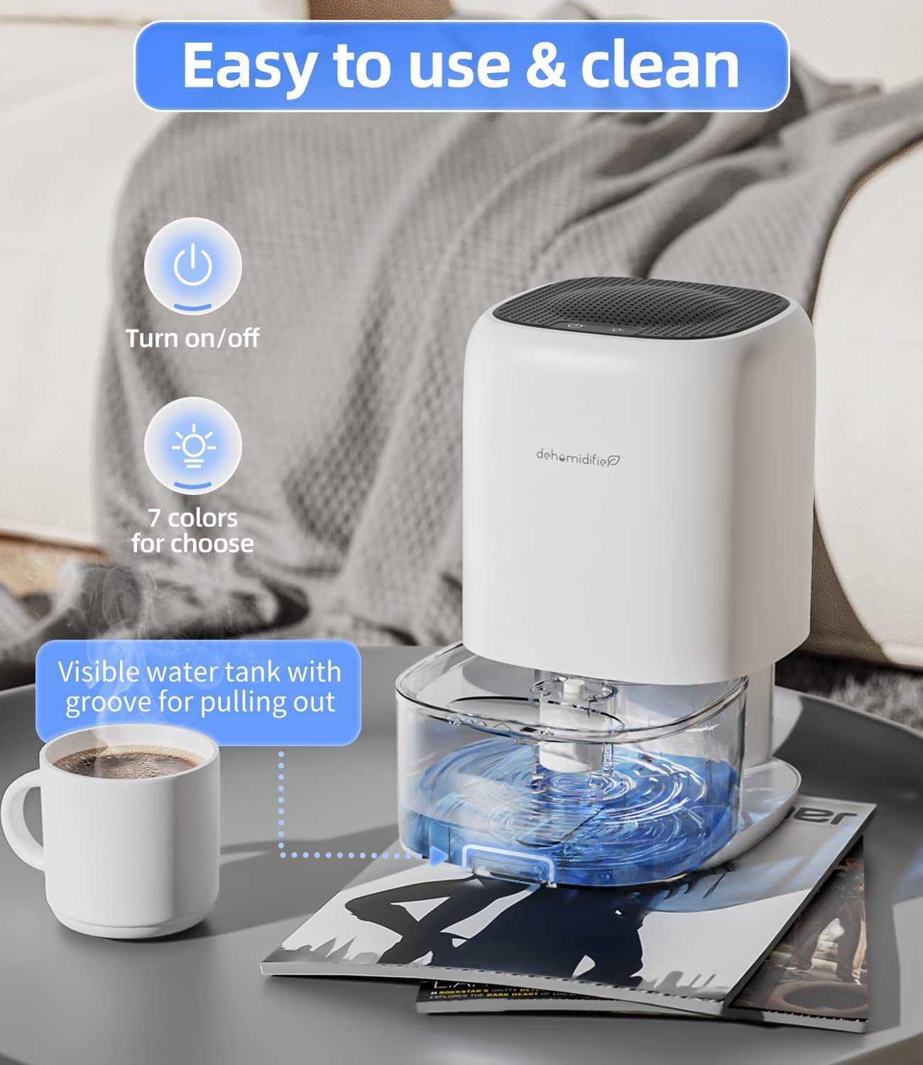 Dehumidifier.Tabyik 35 OZ Small Dehumidifiers for Room for Home. Quiet with Auto Shut Off. Dehumidifiers for Bedroom (280 Sq. Ft). Bathroom. RV. Closet - Image 6