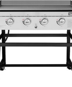 GB4001B 4-Burner Flat Top Gas Grill 52000-BTU Propane Fueled Professional Outdoor Griddle 36Inch Backyard Cooking with Side Table. Black