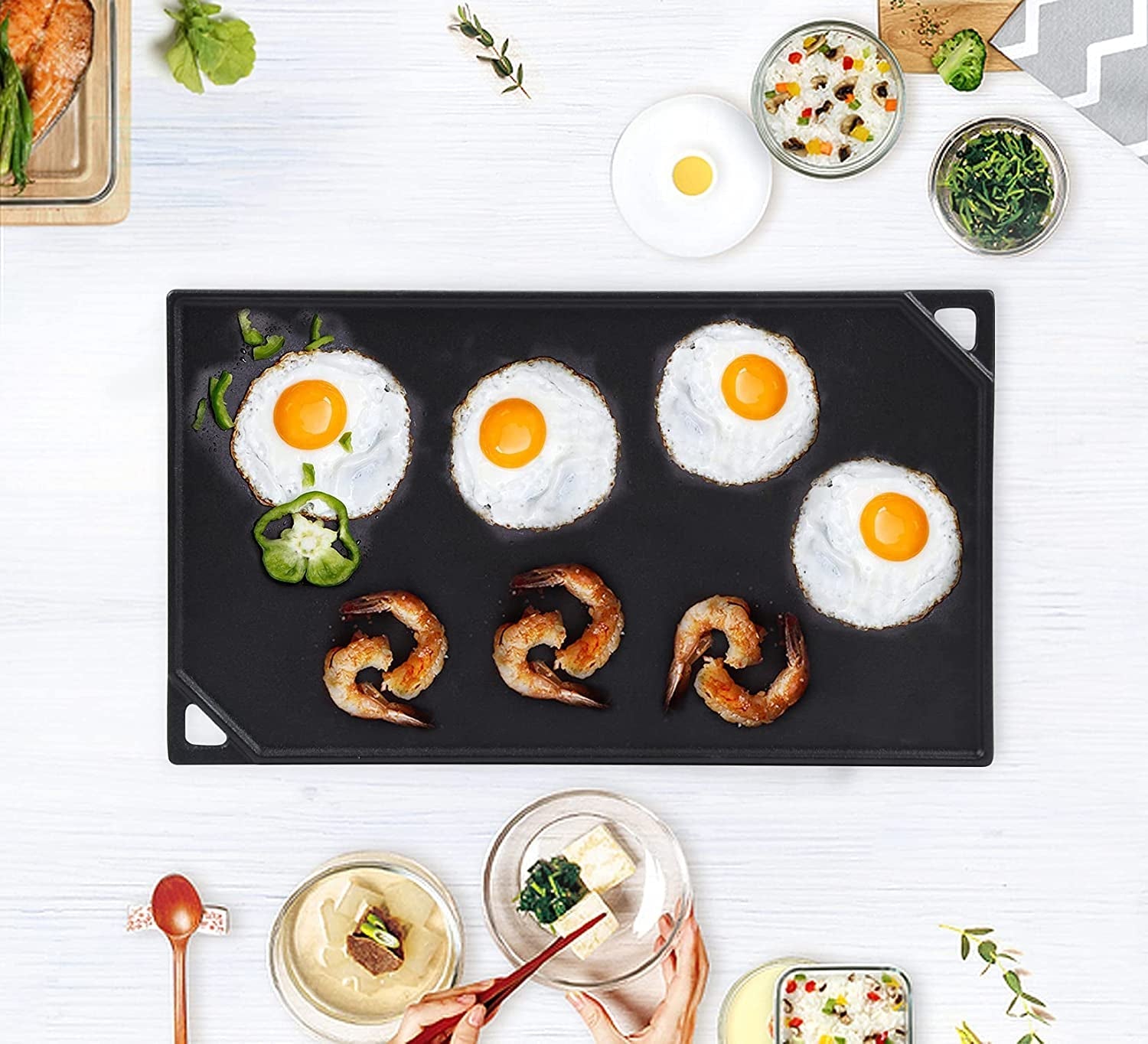 Cast Iron Reversible Griddle. 16.5 Inch X 9.5 Inch Double Sided Grill Pan Perfect for Gas Grills and Stove Top - Image 5