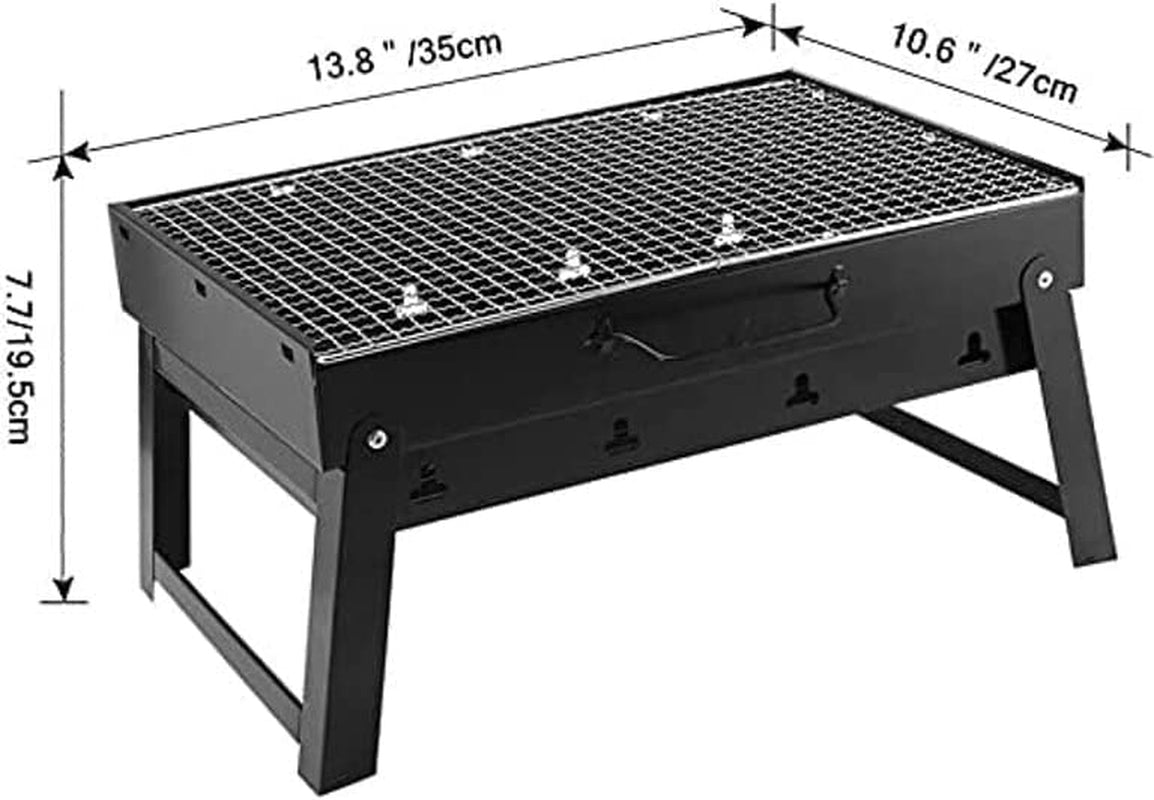 Charcoal Grill BBQ Folding Portable Stainless Steel Barbecue Grill. Barbecue Desk Tabletop Outdoor Stainless Steel Smoker BBQ for Outdoor Cooking Camping Picnics Beach(13.8 X 10.6 X 7.7) - Image 3