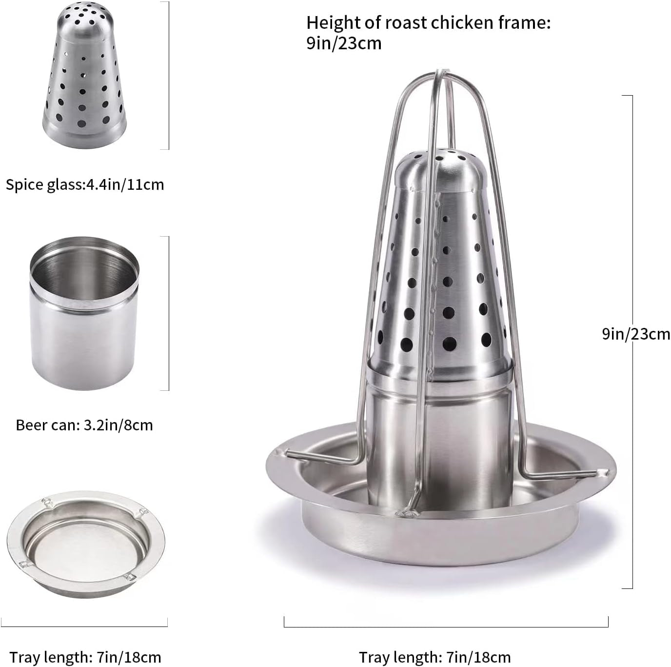 AMOZO Beer Can Chicken Roaster Stand - the New Stainless Steel Chicken Holder - Poultry Roasters with Flavouring Container.(1 Pack) - Image 5