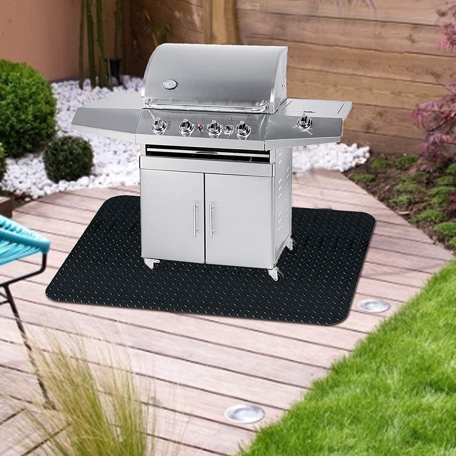 48 X 36 Inches Grill Mat Grill and Garage Protective Mat. Protects Decks and Patios from Grease Splashes. PVC Flame Retardant Material - Image 3