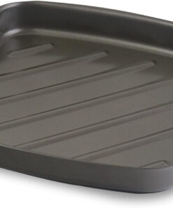 Non-Stick Grill Pan. Square Grill Topper BBQ Grilling Pan with Stainless Steel Handles. Porcelain Steel Barbecue Tray for Meat. Vegetables and Others. 11 X 11