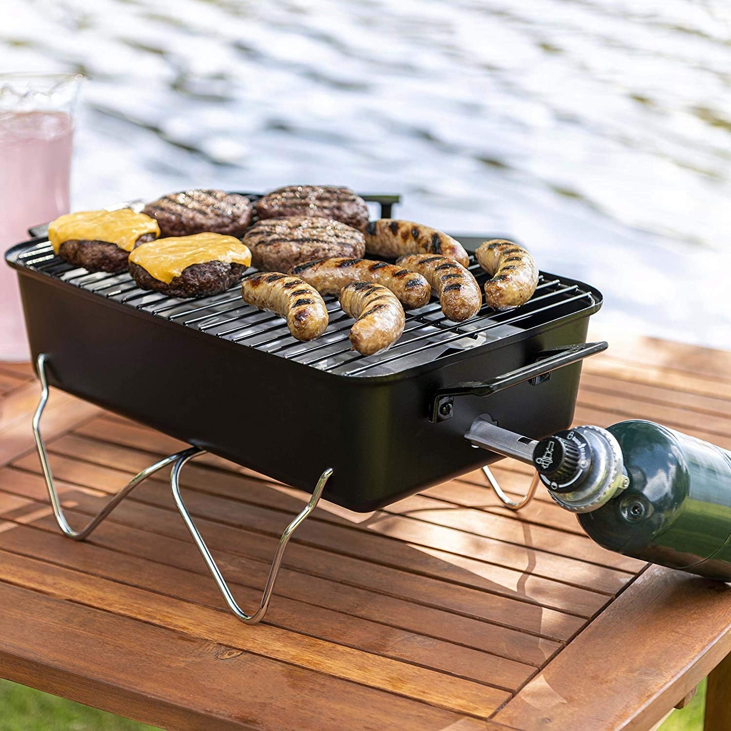 Duke Grills Omaha Go Anywhere Portable Gas Grill - Mini BBQ Propane Grill for Camping. RV. Tailgate - Cooks 8 Hamburgers at Once - Long Life Steel - Foldable Legs - Image 2