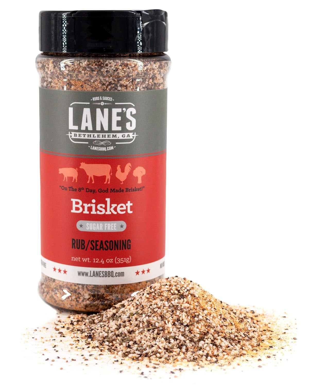 Lane'S Premium Brisket Seasoning - All Natural Brisket Rub for Smoker and Grill | Championship Beef Brisket Rub. Burgers. Steaks | No MSG | No Preservatives | Keto Friendly | Made in the USA | 12.4 Oz