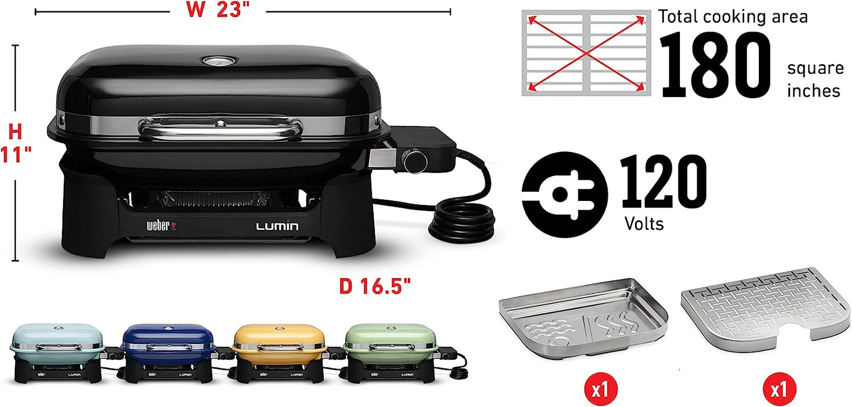Lumin Compact Outdoor Electric Barbecue Grill. Black - Great Small Spaces Such as Patios. Balconies. and Decks. Portable and Convenient - Image 4