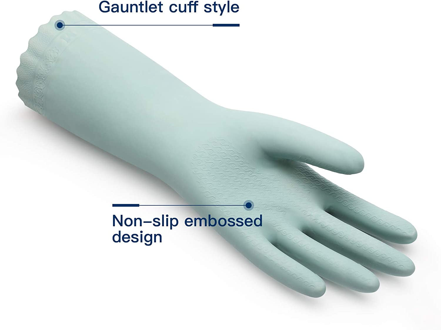 LANON Wahoo Skin-Friendly Dishwashing Cleaning Gloves. Reusable Unlined Kitchen Gloves. Non-Slip. Surf Spray. Small - Image 2