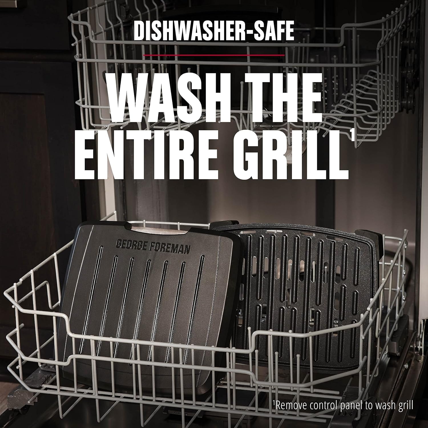 GEORGE FOREMAN® Contact Submersible™ Grill. 5-Serving Grill - Adjustable Temperature Control. Black Plates. Wash the Entire Grill - Image 3