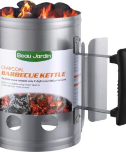 BEAU JARDIN BBQ Charcoal Chimney Starter 11X7 Heavy Duty for Charcoal Grills Lighter Coal Fire Starter Barbecue Galvanized Steel Quick Rapid Compact Outdoor Cooking BBQ Tools Accessories Silver
