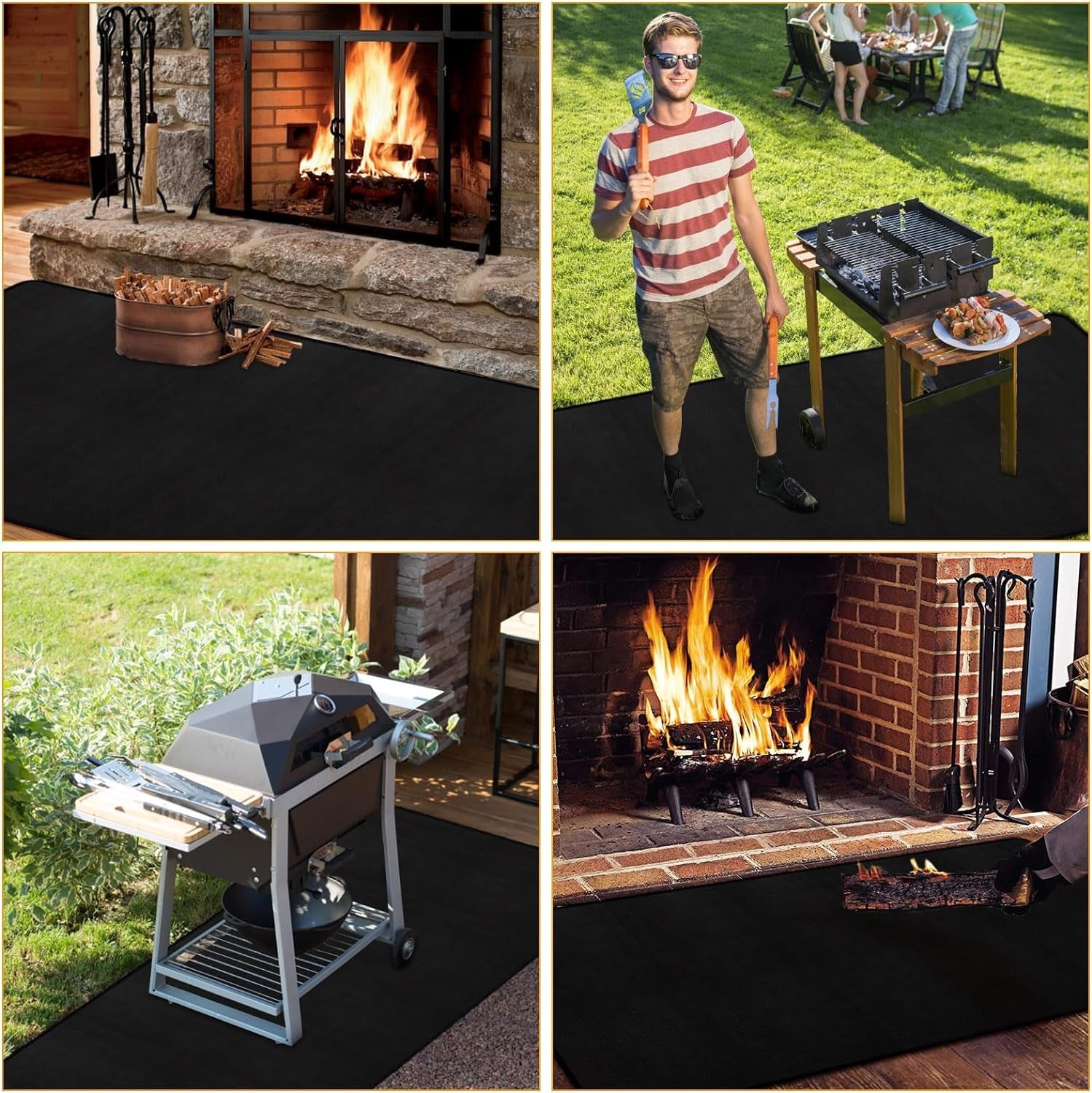 32X60 Indoor Fireplace Mat Fire Pit Mat.Under Grill Mat for Outdoor Grill Deck.Fire Resistant Floor Covering Protector.Oil-Proof Waterproof BBQ Fireproof Mat.Flame-Resistant Pad - Image 7