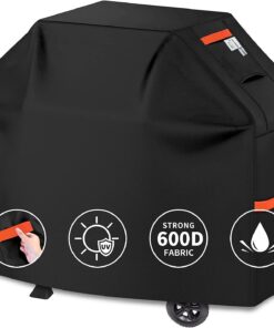 CUSSIOU Grill Cover BBQ Grill Cover 600D Heavy Duty Waterproof Gas Grill Cover. Barbecue Grill Covers for Weber. Brinkmann. Char Broil Grills Cover (59 L X 24 W X 46 H. Black)