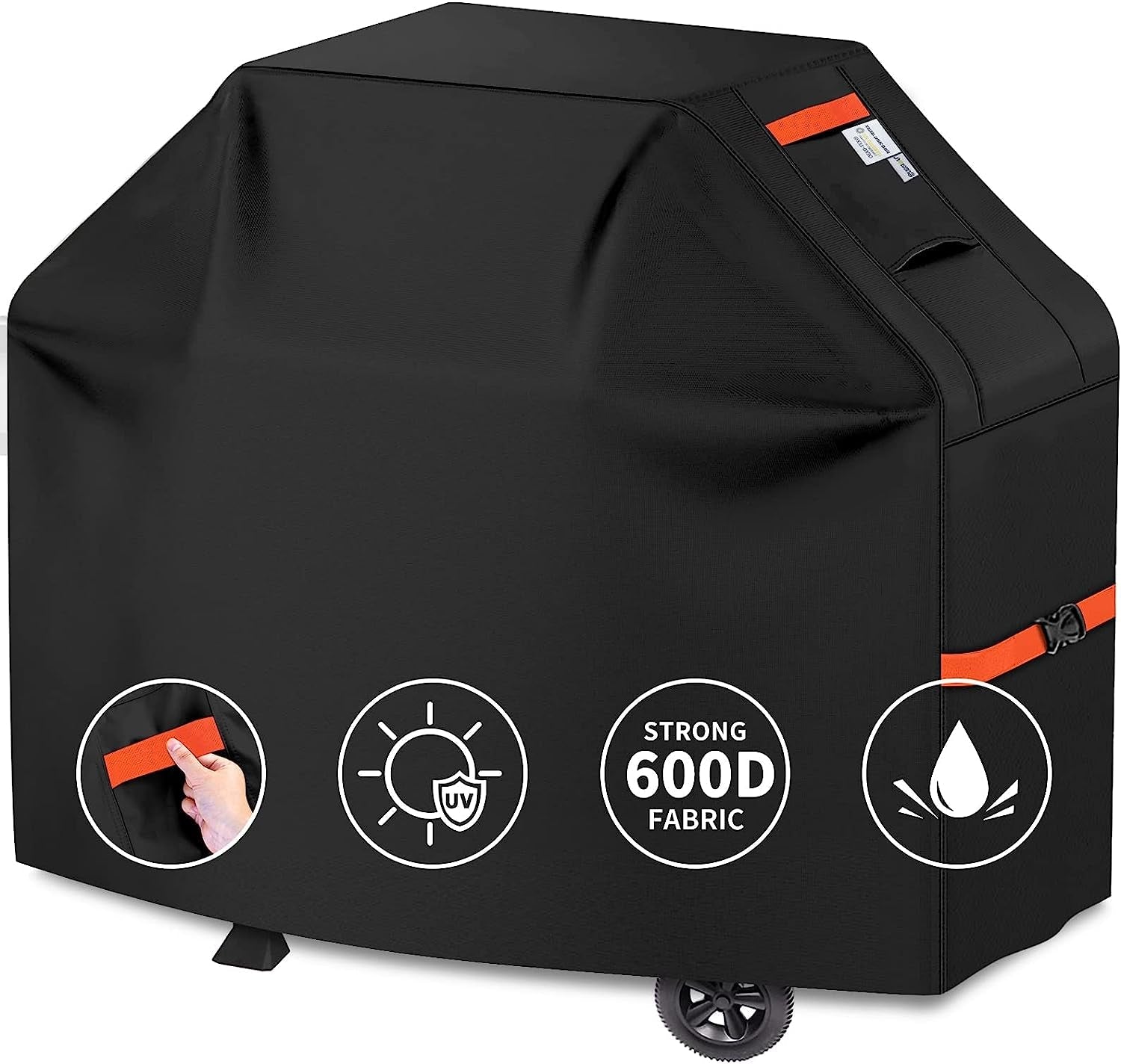 CUSSIOU Grill Cover BBQ Grill Cover 600D Heavy Duty Waterproof Gas Grill Cover. Barbecue Grill Covers for Weber. Brinkmann. Char Broil Grills Cover (59 L X 24 W X 46 H. Black)