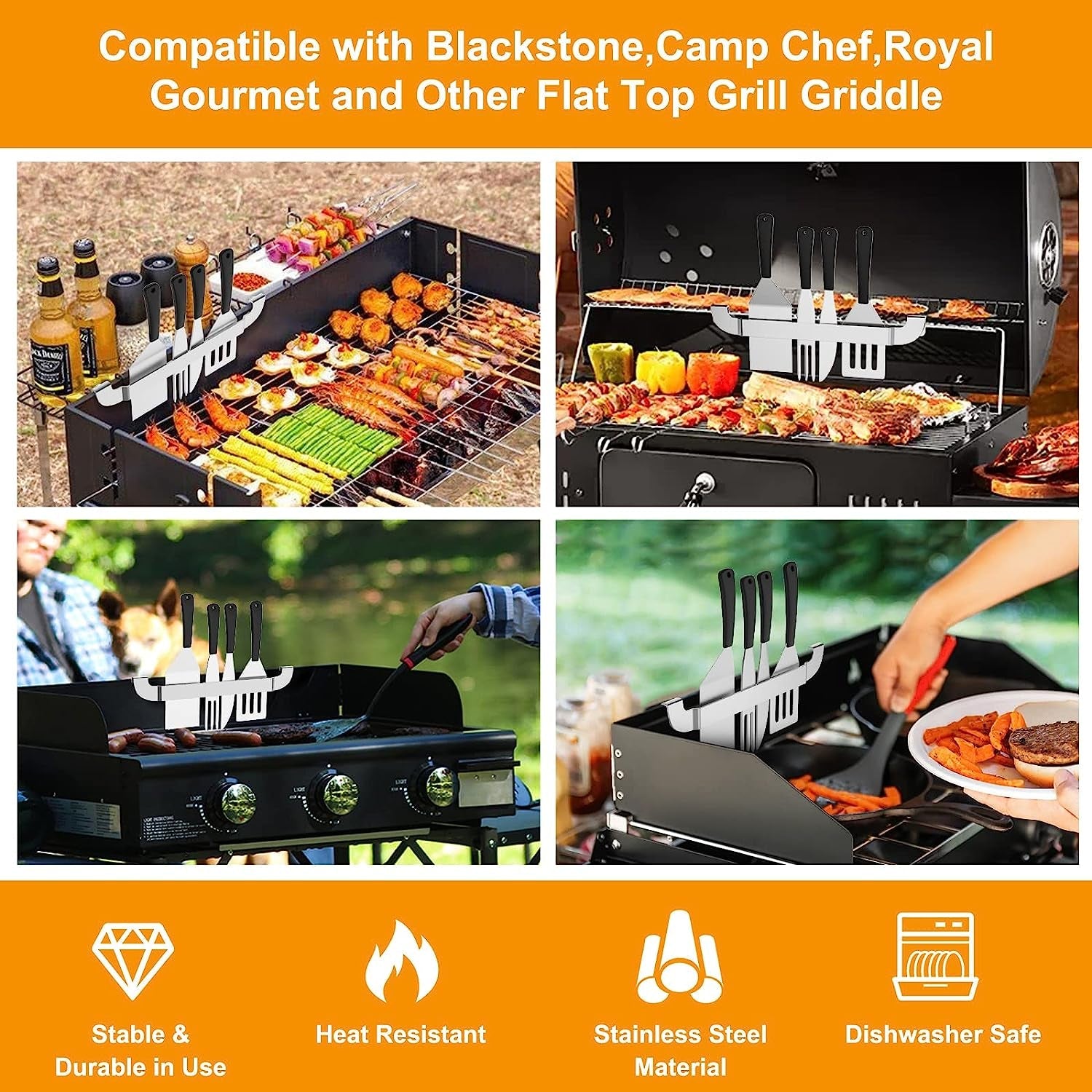 10 Inch Griddle Spatula Holder Magnetic Design. Stainless Steel Grill Barbecue Tool Rack. Griddle Accessories for Blackstone Flat Top Griddle and Other Grill Griddles (2 Pcs) - Image 6