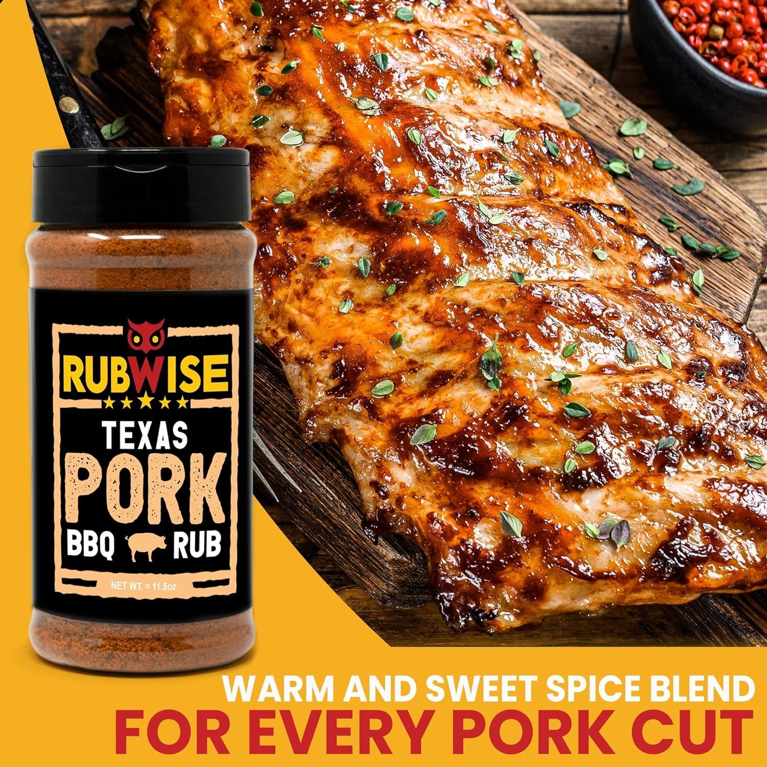 Texas Style Pork BBQ Rub by Rubwise | Meat BBQ Rubs and Spices for Smoking and Grilling | Dry Rubs | Pork Rib Rub Seasoning | Great on Pork Shoulder. Ribs. Tenderloin. Chops. Pork Butt (No MSG) (1Lb) - Image 2