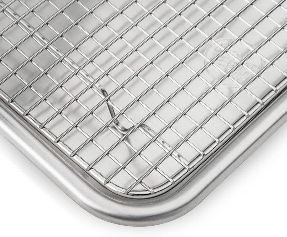 Oven-Safe Baking Pan with Cooling Rack Set - Quarter Sheet Pan Size - Includes Premium Aluminum Baking Sheet and 100% Stainless Steel Baking Rack for Oven - Durable. Easy Clean. Commercial Quality - Image 6