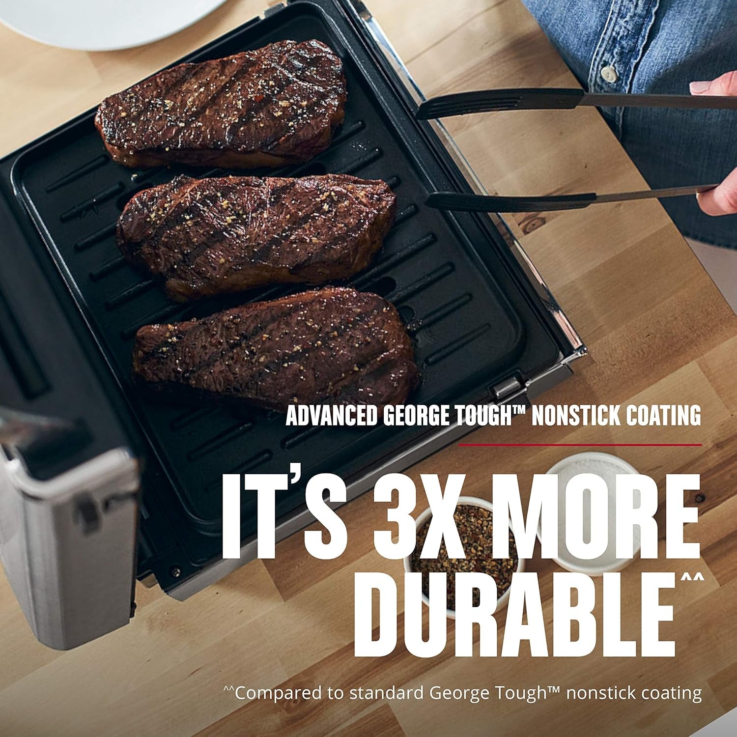 George Foreman Family Size (4-6 Servings). GRD6090B Smokeless-Digital Smart Select. Stainless Steel - Image 6