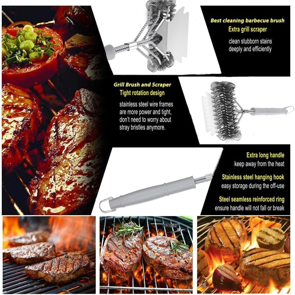 Grill Brush - Grill Brush for Outdoor Grill- BBQ Brush Safe & Efficient Cleaning - Woven W/Wire Combined Barbecue Bristles.18 Grill Cleaner Brush for Any Grill- BBQ Accessories Gifts for Men Dad - Image 6