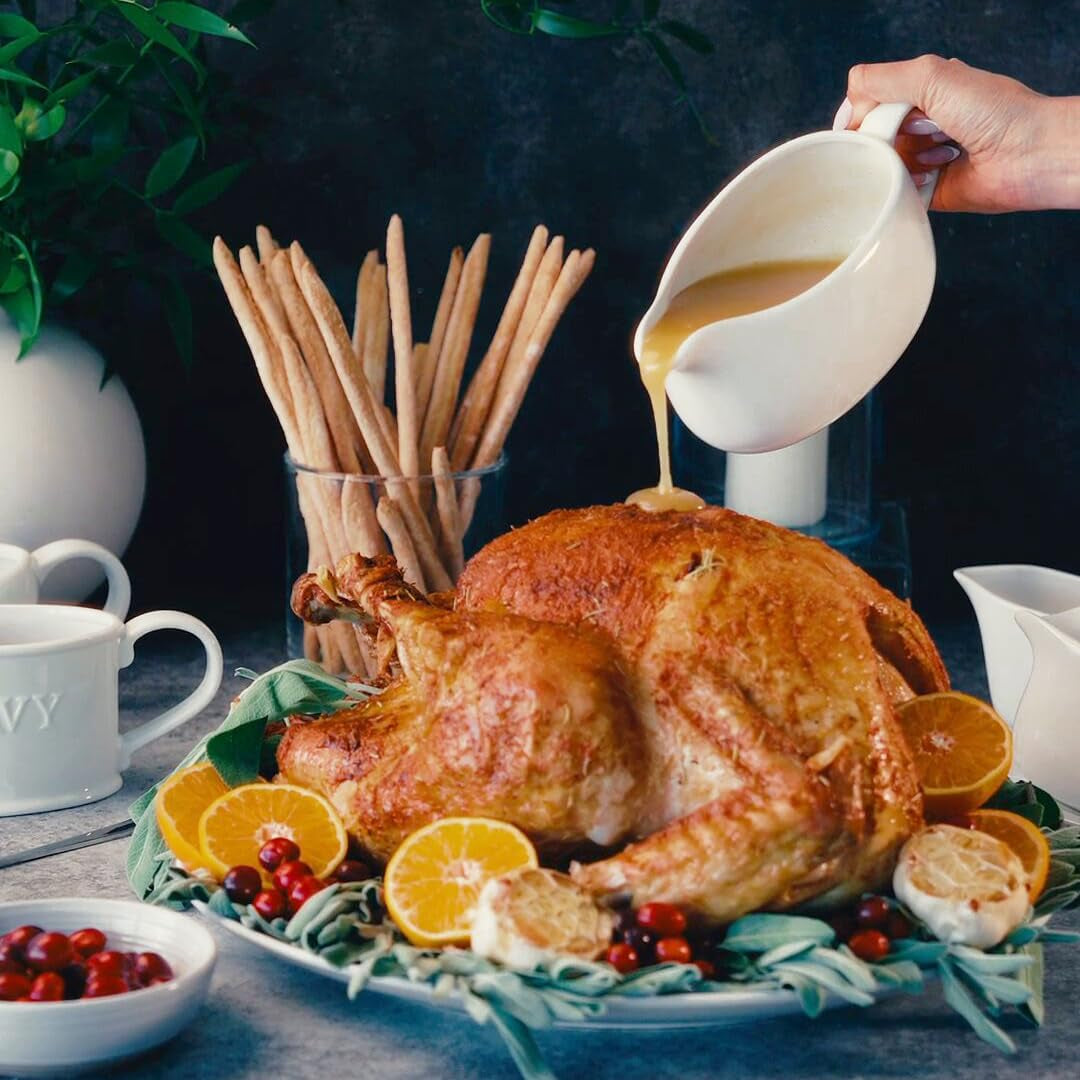 Kook Ceramic Gravy Boat & Saucer (23.8 oz) – Serving Dish with Tray & Spoon for Sauces. Dressings. Creamer. White - Image 5