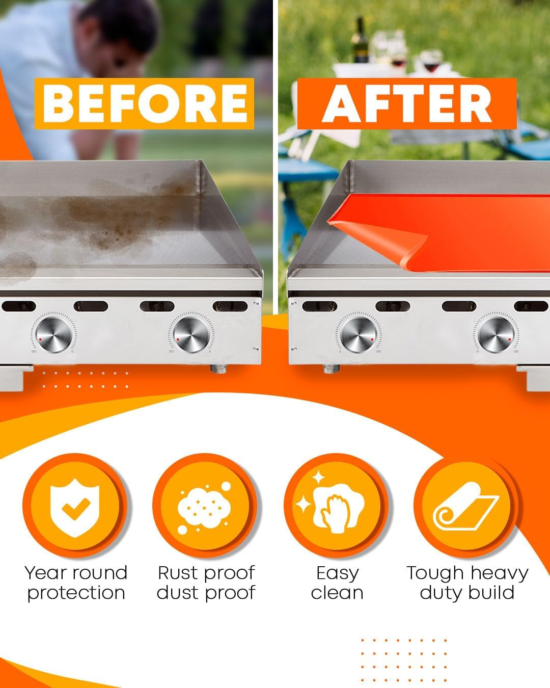 36 Heavy Duty Silicone Grill Mat for 36 Blackstone Griddle Accessories Griddle Mat.Grill Mats for Outdoor Grill Deck Protector.Reusable Grill Covers - Image 4