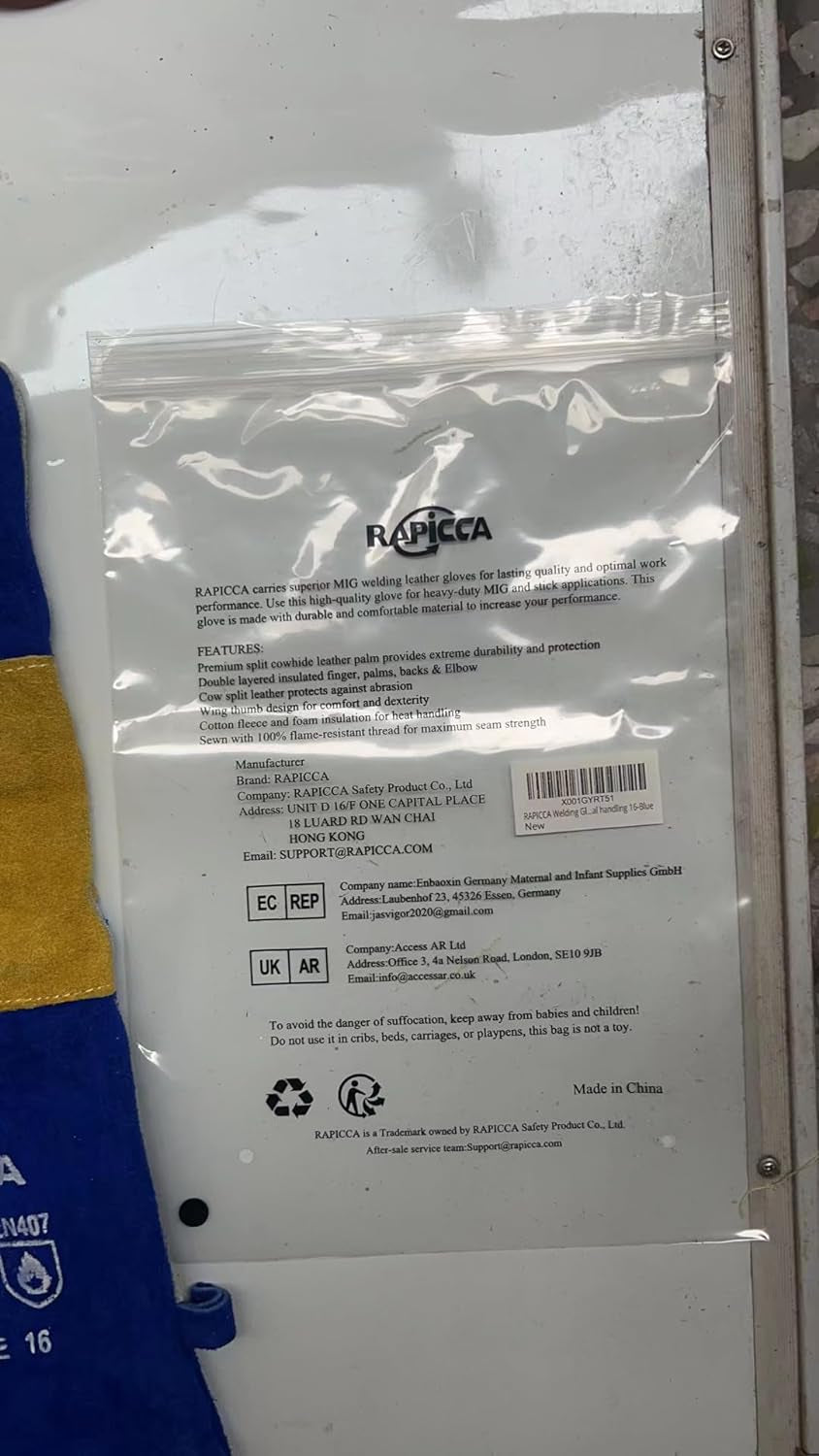 Welding Gloves Blue 16 Inches.932℉. Leather Forge/Mig/Stick Welding Gloves Heat/Fire Resistant. Mitts for Oven/Grill/Fireplace/Furnace/Stove/Pot Holder/Bbq/Animal Handling - Image 7