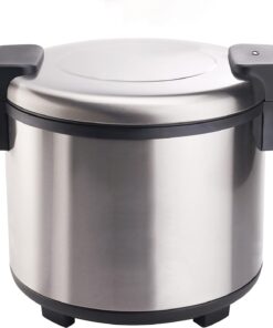 Winco Commercial-Grade Electric Rice Warmer with Hinged Cover. 100 Cup. Silver