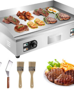 30 Commercial Electric Griddle 3000W Electric Countertop Griddle Non-Stick Restaurant 110V Teppanyaki Flat Top Grill Stainless Steel Adjustable Temperature Control 122°F-572°F (NO PLUG)