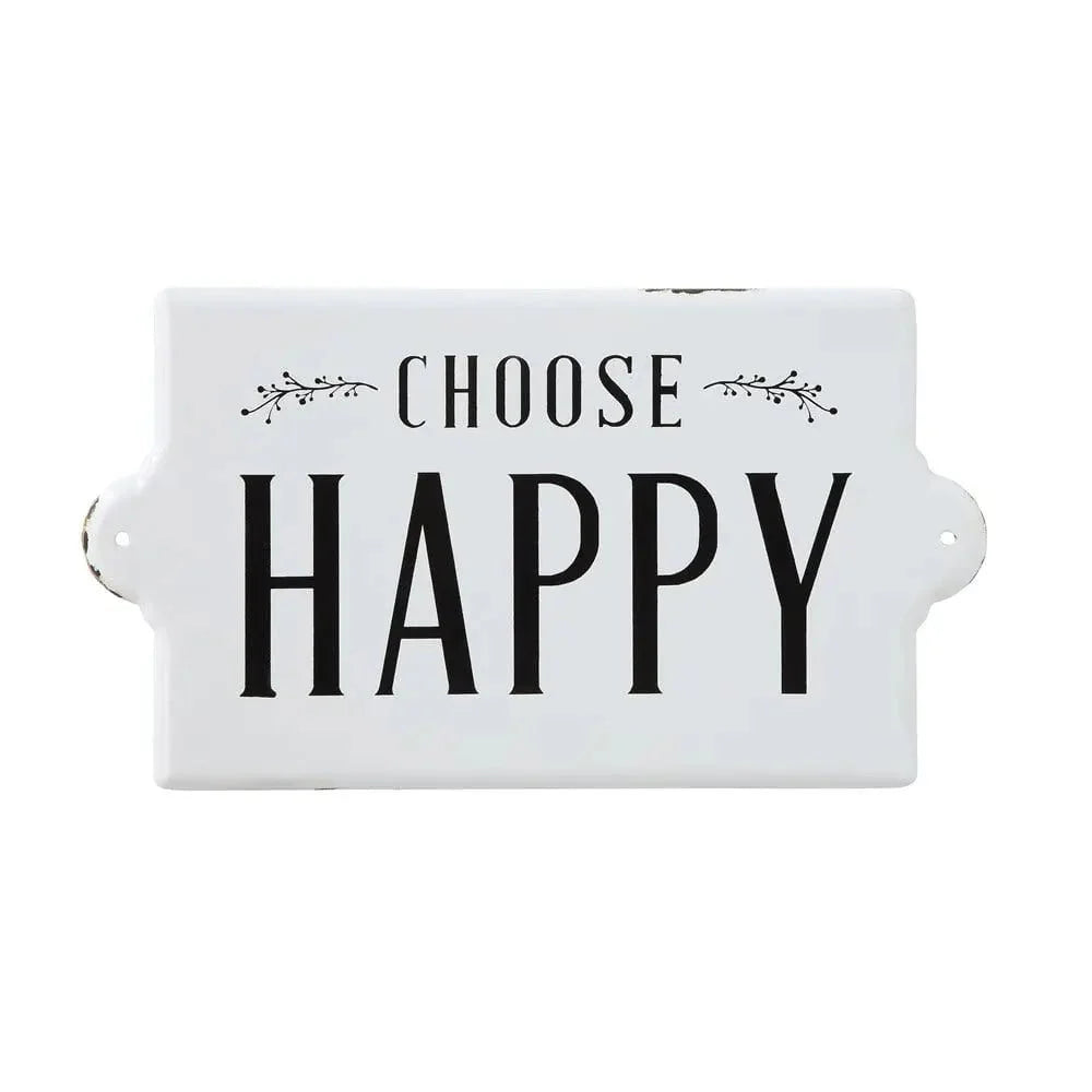 Choose Happy Black and White Metal Wall Decor