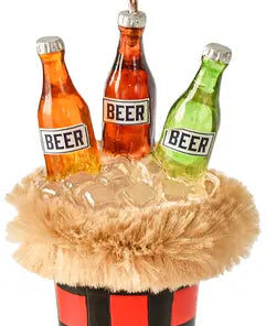 Christmas Stocking with Beer Ornament