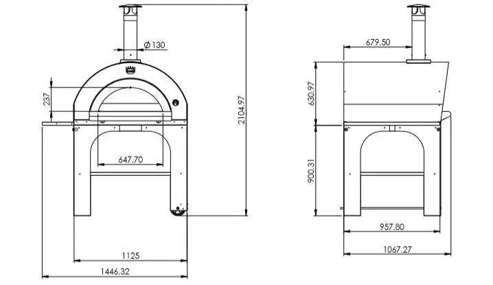 Clementi Pulcinella 100x80 Copper Pizza Oven on Stand - Image 9