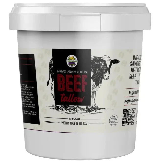 Cornhusker Kitchen Premium Rendered Beef Tallow Tub. 1.5lb