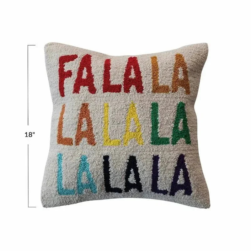 Cotton Tufted Pillow Fa La La La... 18 Square Pillow - Image 3