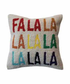Cotton Tufted Pillow Fa La La La... 18 Square Pillow
