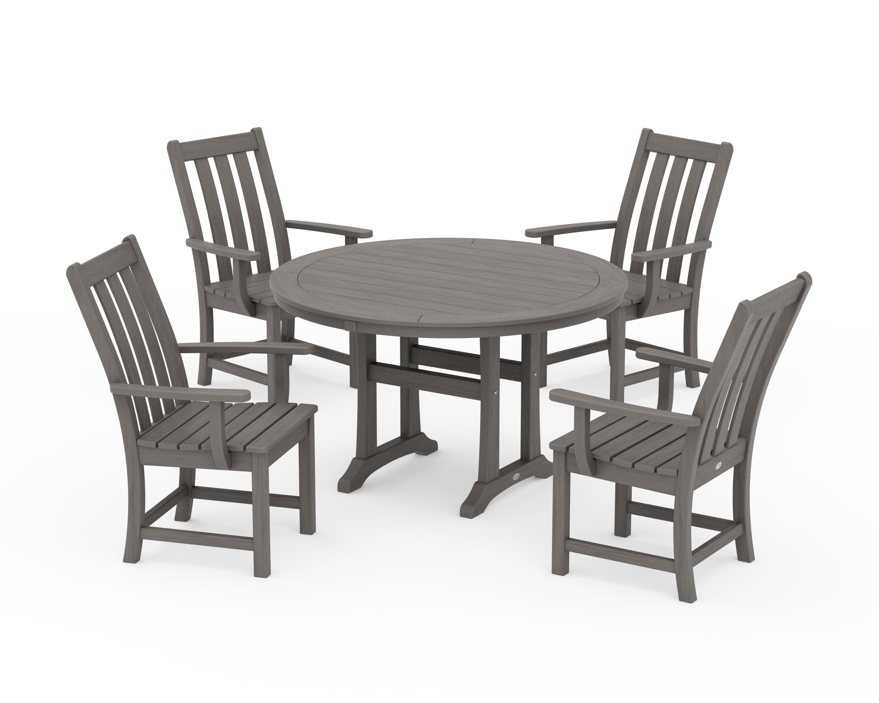 Polywood: Vineyard 5-Piece Round Dining Set with Trestle Legs - Image 2