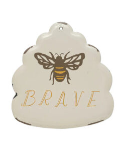 Creative Co-Op Enameled Metal Wall Decor with Bee Brave
