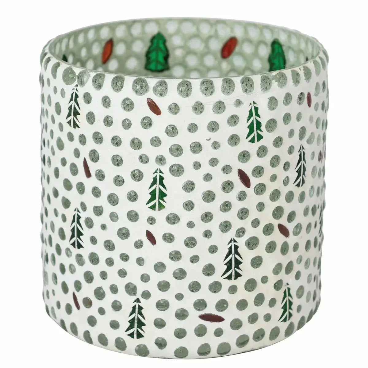 Creative Co-Op Glass Mosaic Tealight Votive Holder with Trees