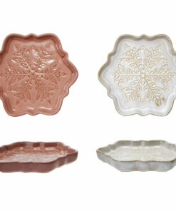 Creative Co-op Stoneware Snowflake Shaped Plate