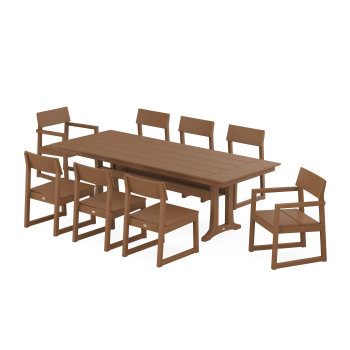 Polywood: EDGE 9-Piece Farmhouse Dining Set with Trestle Legs - Image 13