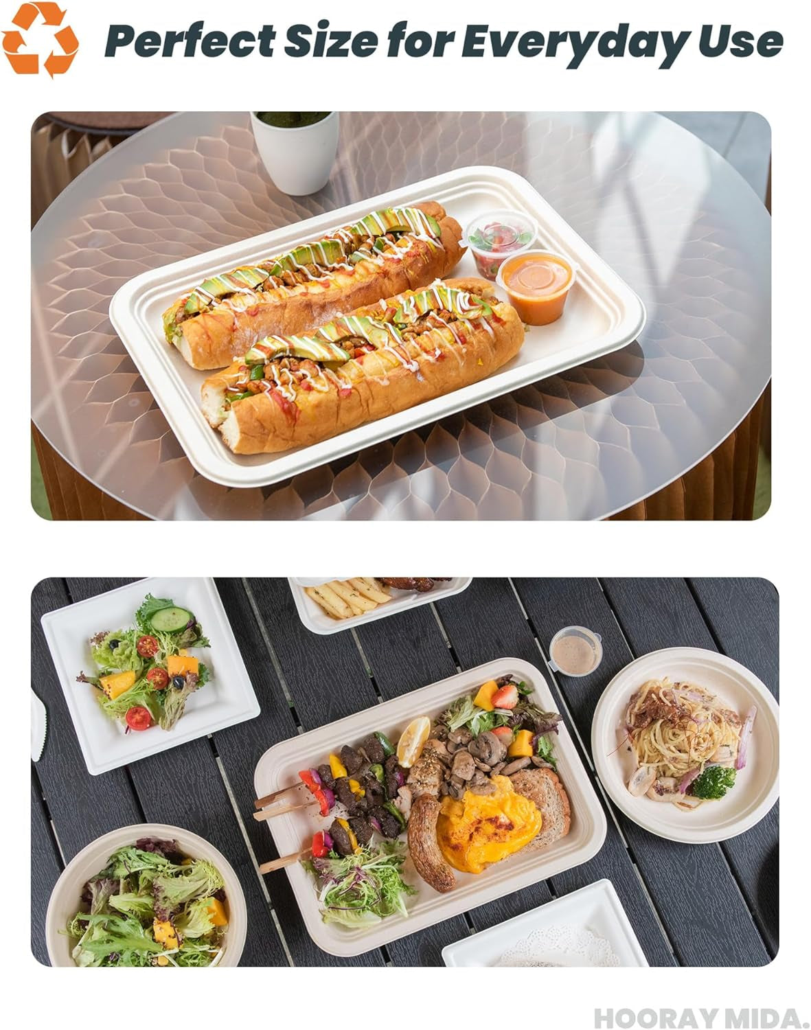 50 Pack 14 Inch Disposable Food Trays. 100% Compostable Heavy-Duty Food Serving Trays. Extra Large Paper Platter Trays for Crawfish Seafood BBQ Party and Holiday Feast - Image 5