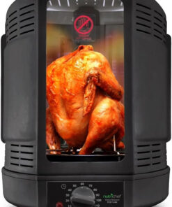 Nutrichef Vertical Countertop Rotisserie Oven Roaster. Rotating Shawarma and Kebab Machine with Skewer and Rack. Basket Tower. Roasting Rack. Poultry Tower. Drip Tray. for Meat Chicken Turkey Lamb