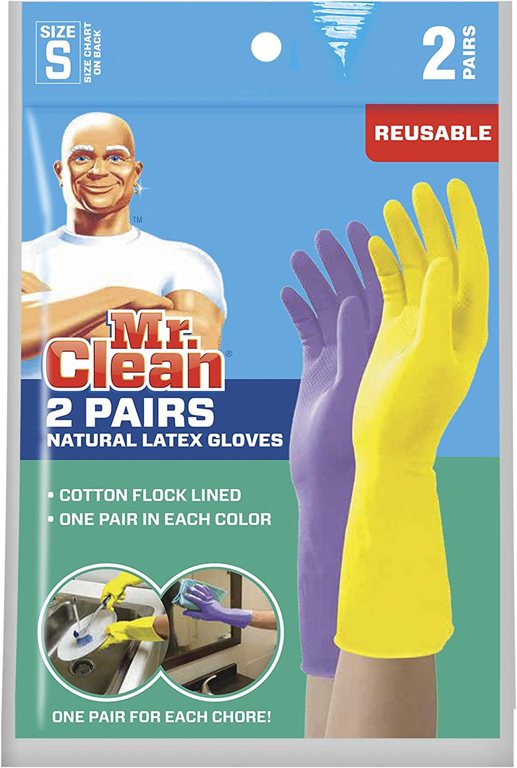Small Reusable Latex Gloves. 2 Color. 2 Pairs