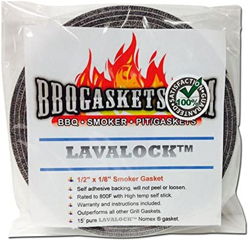 1/2 X 1/8 Lavalock High Temp BBQ Gasket Smoker Seal for Nomex Door Lid. Self Stick Grey