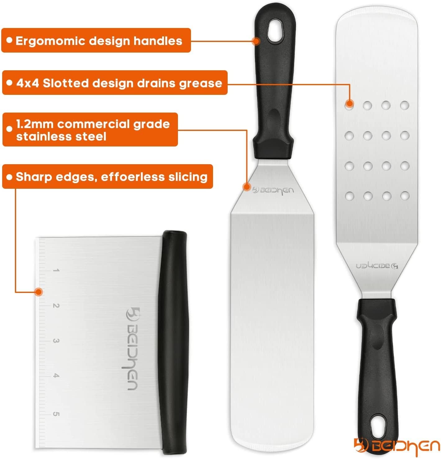 Griddle Accessories Kit. 34Pcs Stainless Steel Flat Top Grill Tools Set for Blackstone and Camp Chef. Grilling Spatula Set. Scraper. Carry Bag. Grill Cleaning Accessories for Men Outdoor BBQ - Image 3