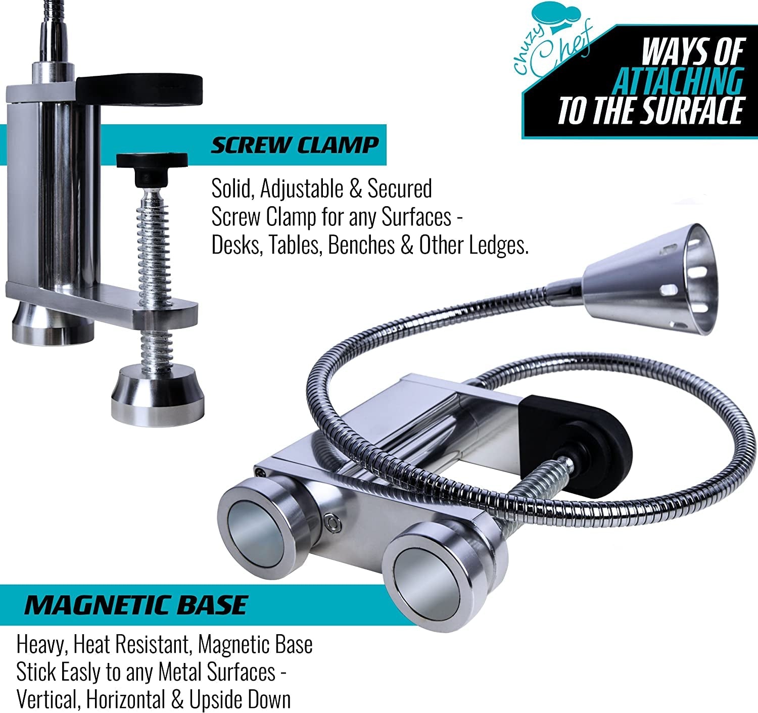 Magnetic BBQ Led Grill Light - 12 Super Bright LED Lights Adjustable 360 Degree Flexible Gooseneck & Screw Clamp for Outdoor & Indoor Barbeque Grill Lights Water Weather Resistant - Image 2