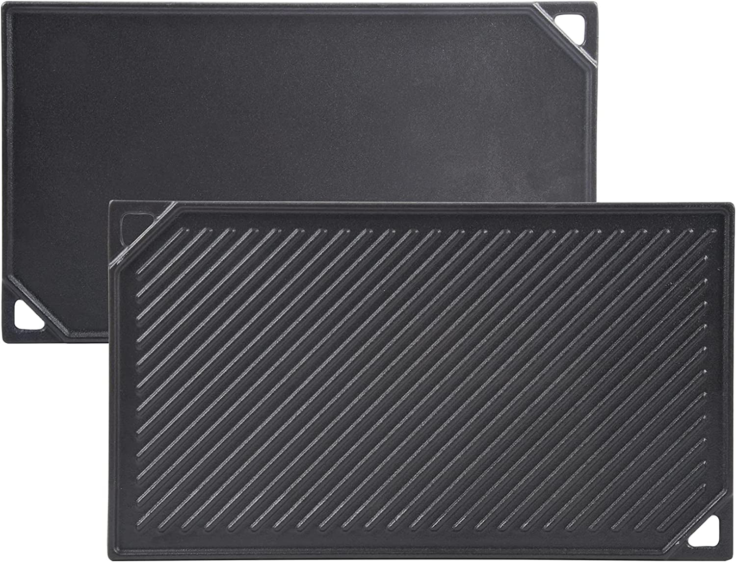 Cast Iron Reversible Griddle. 16.5 Inch X 9.5 Inch Double Sided Grill Pan Perfect for Gas Grills and Stove Top