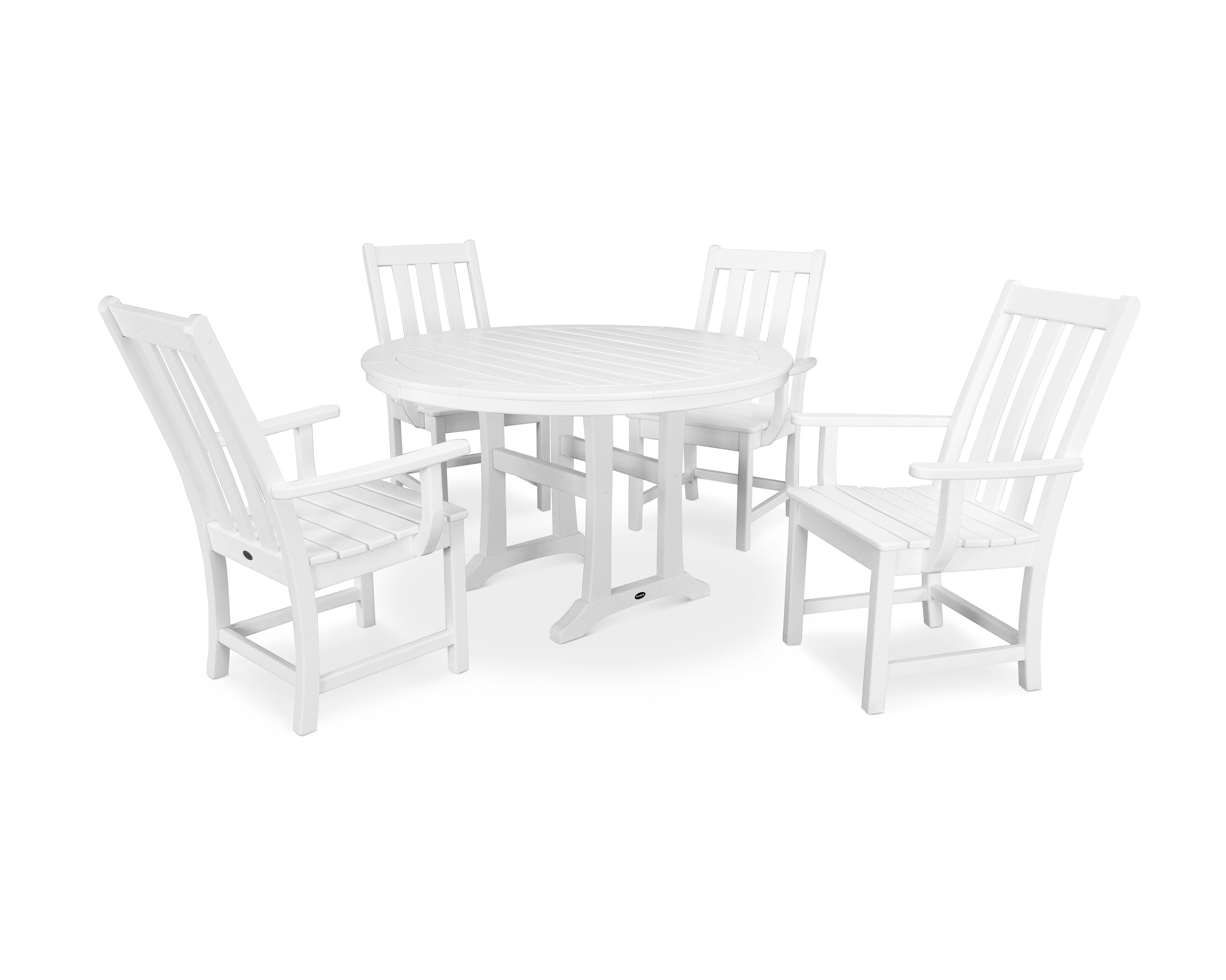 Polywood: Vineyard 5-Piece Round Dining Set with Trestle Legs - Image 11