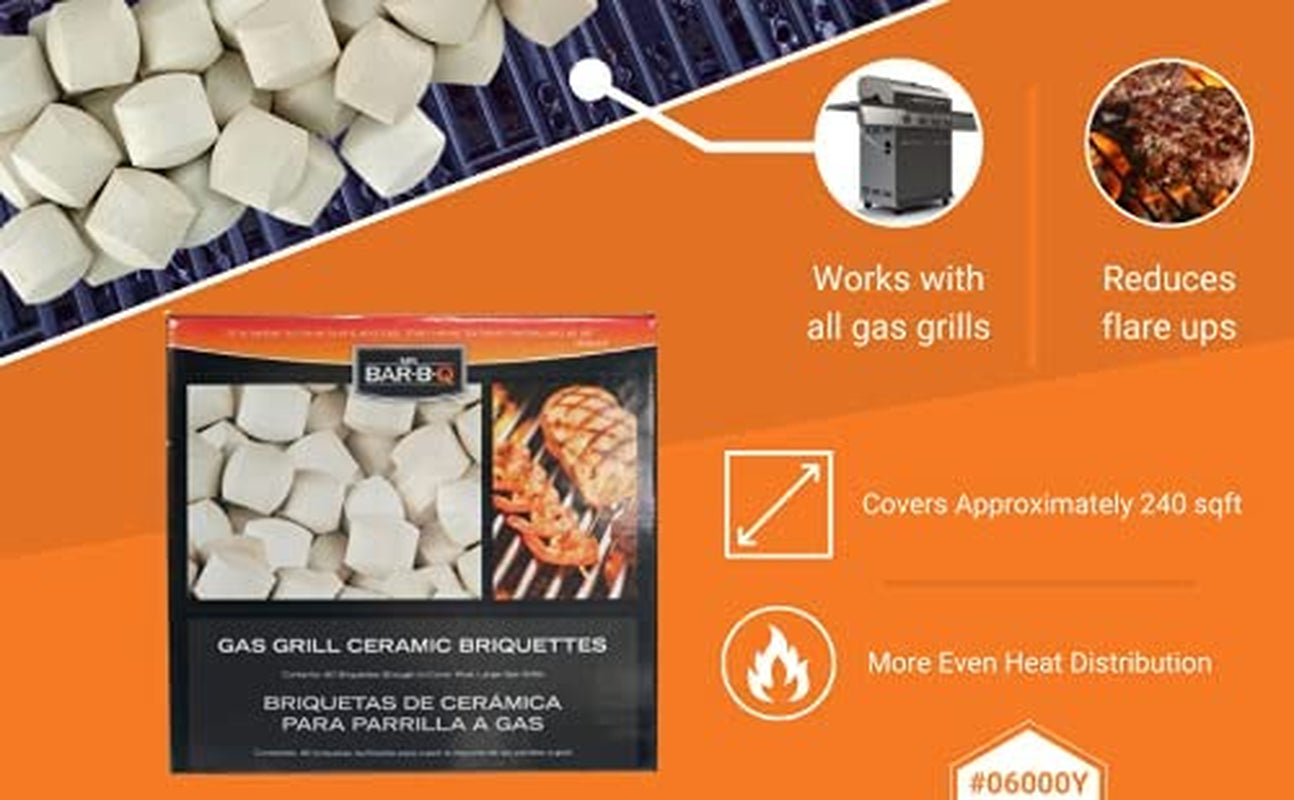 Mr. Bar-B-Q 06000Y Ceramic Gas Grill Self Cleaning Briquettes. Replacement for Lava Rocks. Cleaner Cooking. Gas Grill Briquettes for BBQ Grill. EMW8015680. 60 Count - Image 2