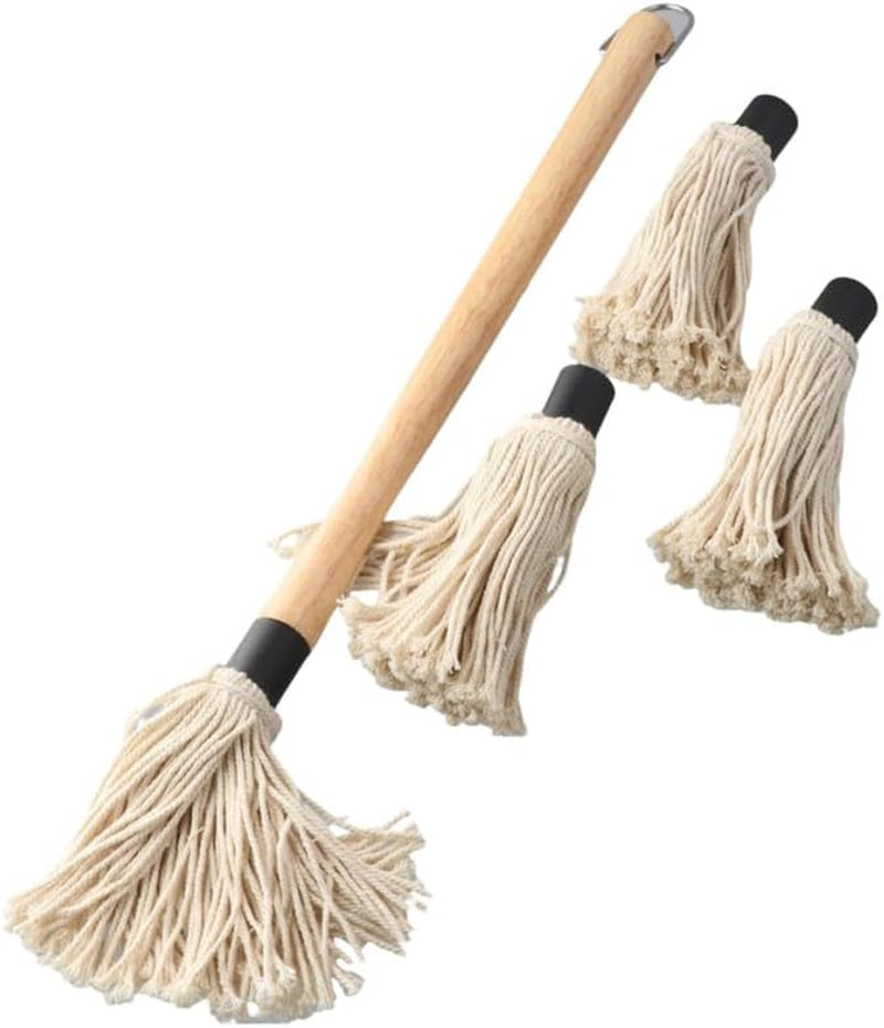 Wooden Long Handle BBQ Basting Mop with 4 Extra Replacement Heads. Barbecue Supplies Grill Basting Mop for BBQ Grilling Smoking Steak - Image 6